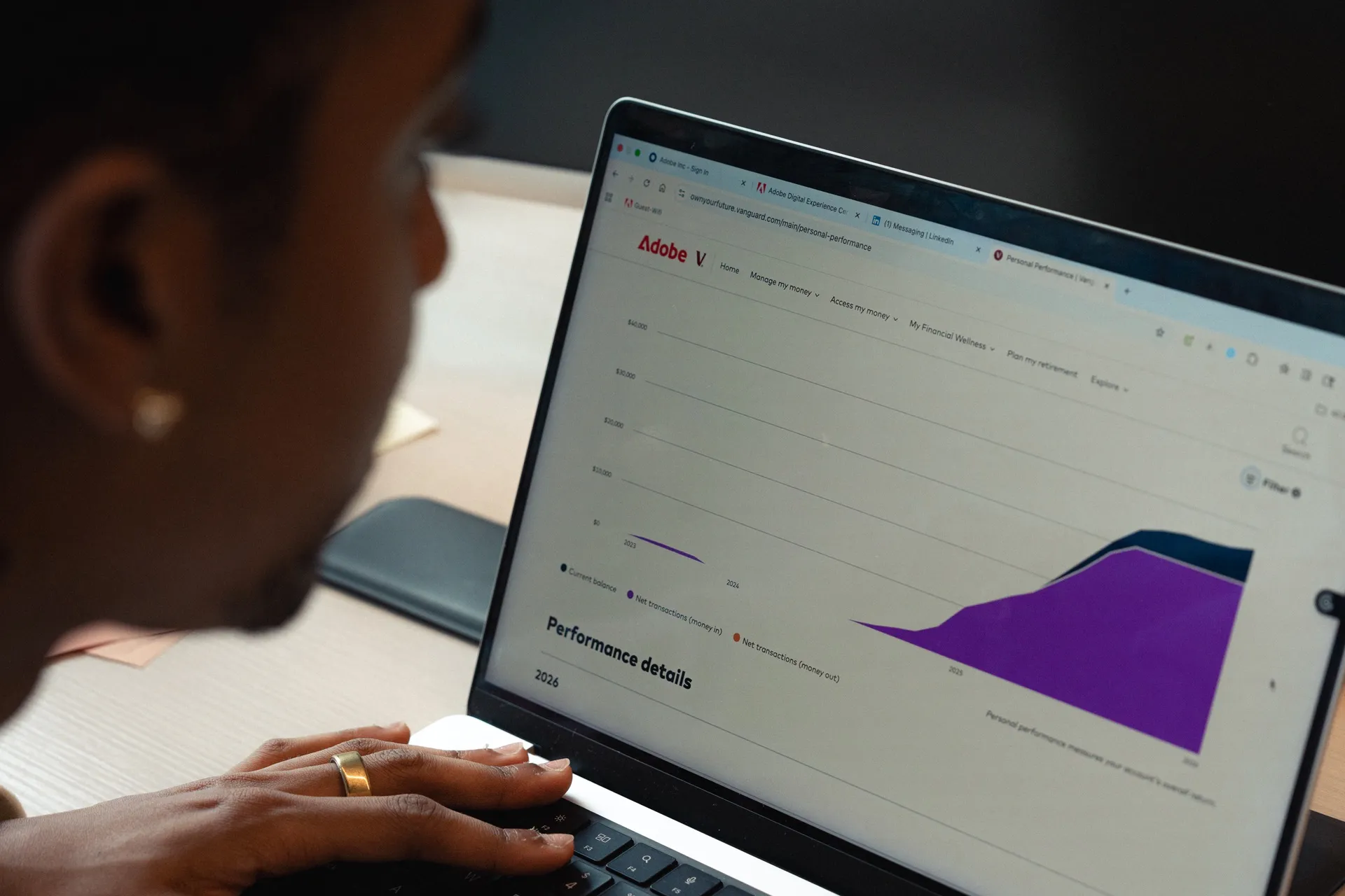 Sow manages his Adobe stock through an online platform and occasionally logs in to check its performance.