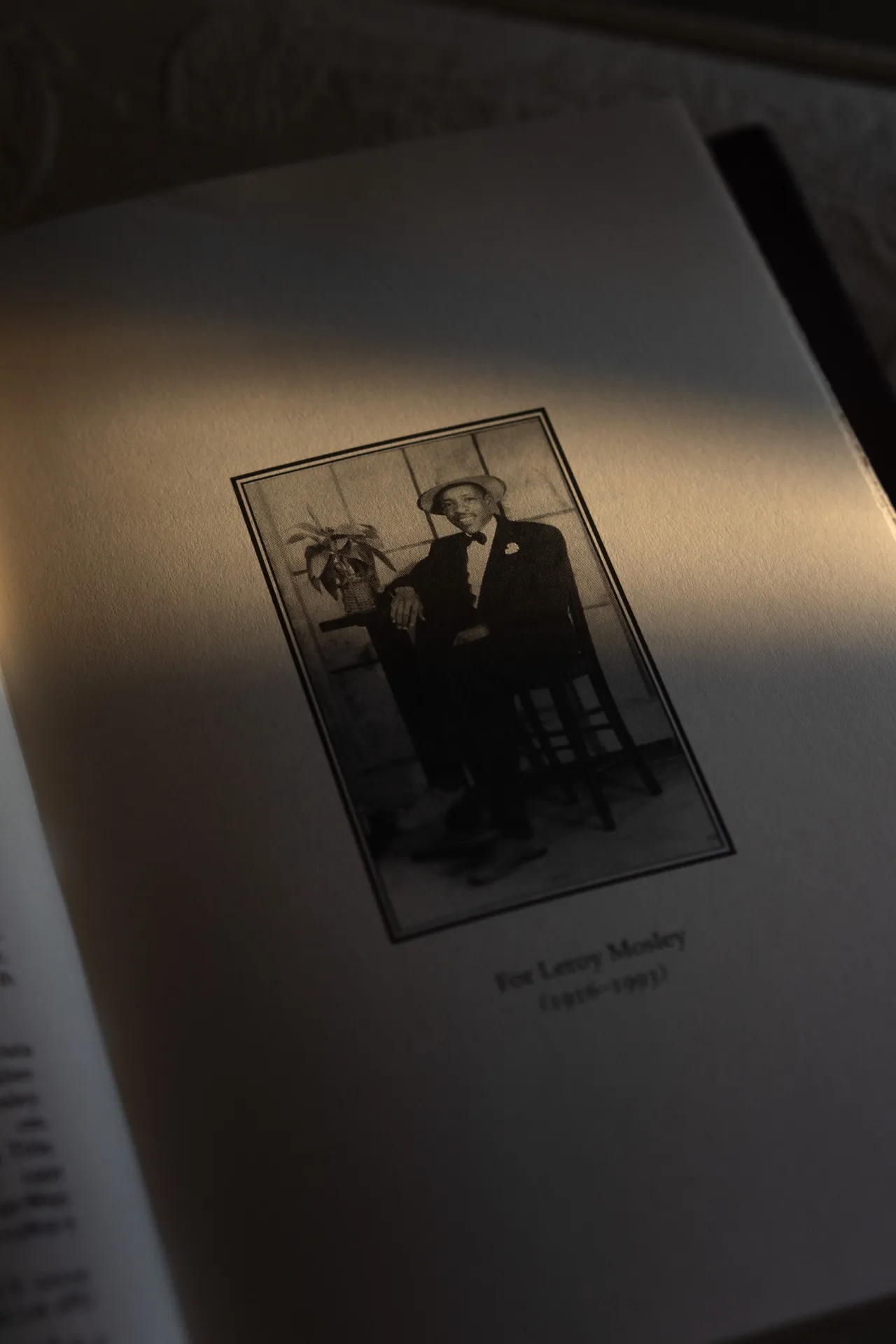 Walter Mosley’s 1995 novel RL’s Dream features a photograph and  dedication to his father, Leroy Mosley.